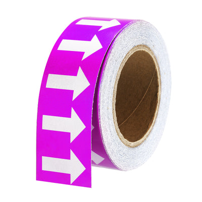 Harfington White on Purple Color Arrow Tape Vinyl Stickers Arrow Labels 50mm/1" for Pipe Markers, 1 Roll