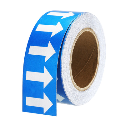 Harfington White on Blue Color Arrow Tape Vinyl Stickers Arrow Labels 50mm/1" for Pipe Markers, 1 Roll