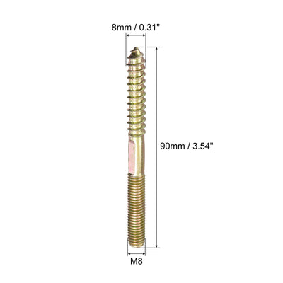 Harfington Uxcell Hanger Bolt Double Ended Dowel Screws for Wood Furniture Connecting