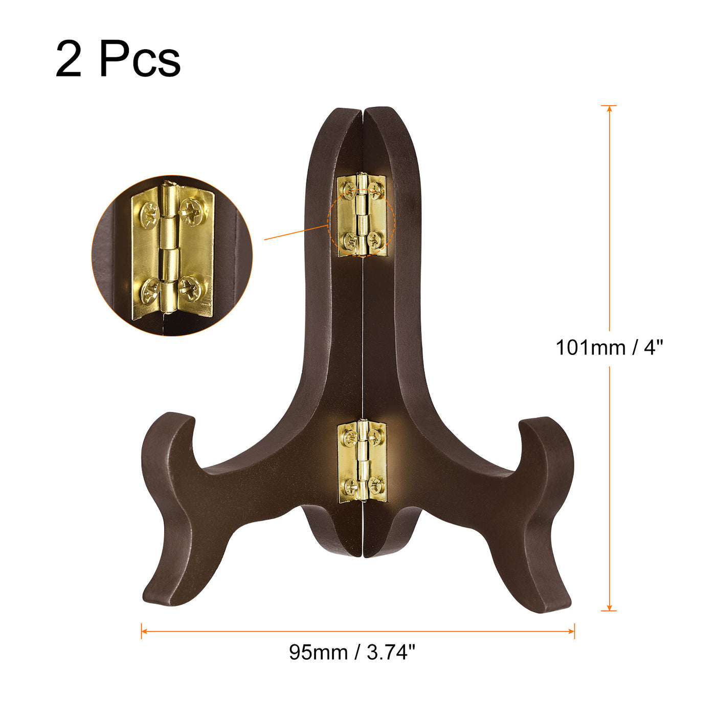 uxcell Uxcell 2pcs 4" Easel Plate Holder, Wooden Folding Display Stand Brown for Decorative Picture Frame