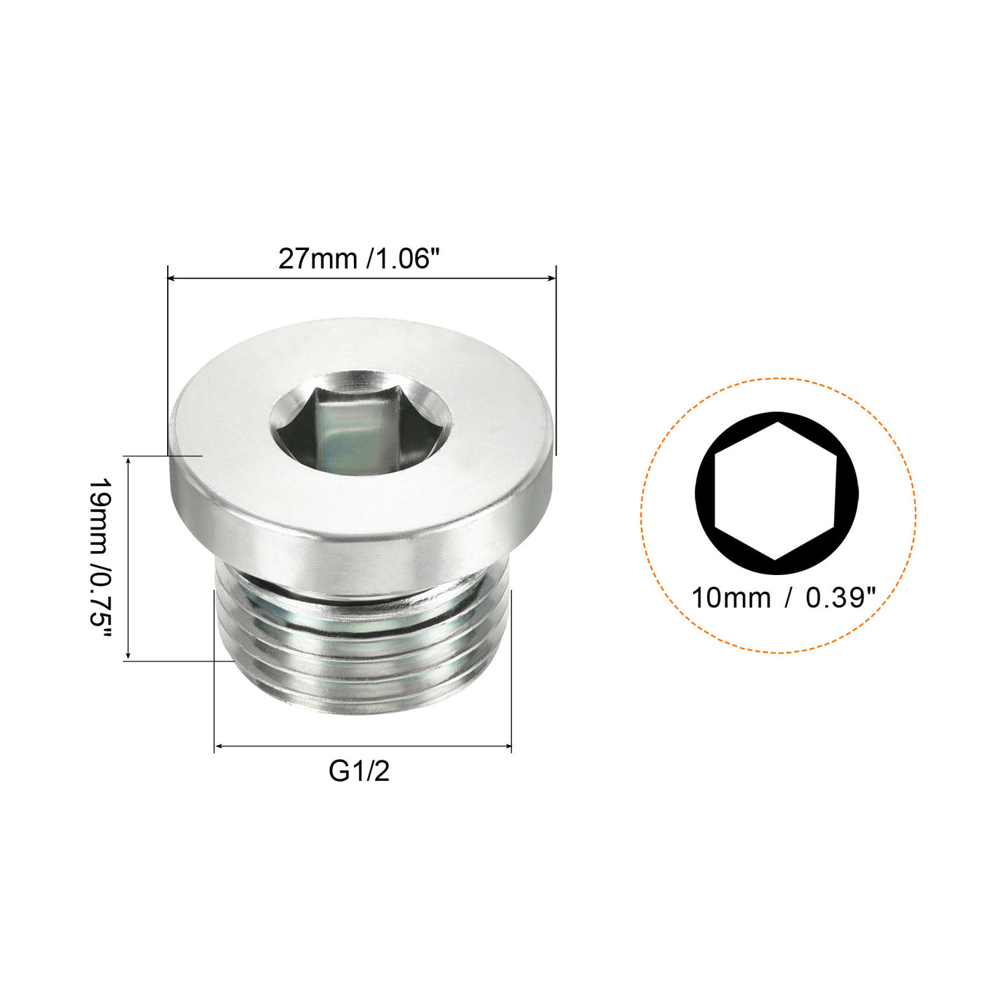 G1/2 Hex Head Pipe Fitting Plug, 2 Pack Male Thread 45# Steel Plug ...