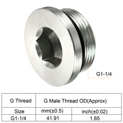 Harfington G1-1/4 Hex Head Pipe Fitting Plug, Male Thread 45# Steel Plug