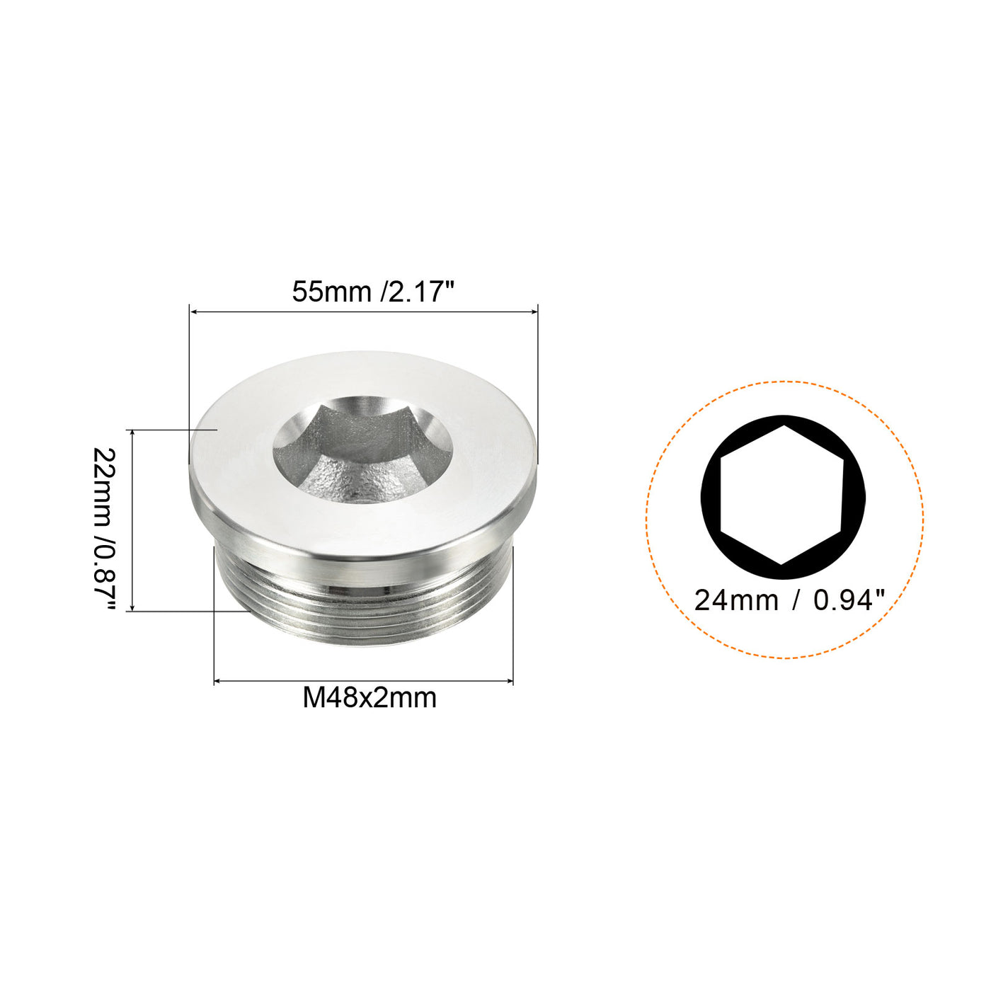 M48*2 Hex Head Pipe Fitting Plug, Male Thread 45# Steel Plug | Harfington