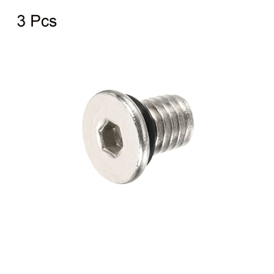 Harfington M6*1 Hex Head Pipe Fitting Plug, 3 Pack Male Thread 45# Steel Plug