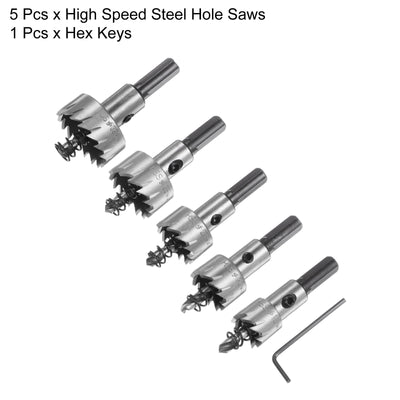 Harfington 5pcs 16mm 20mm 22mm 25mm 32mm High Speed Steel (HSS) Hole Saws Cutters Kit