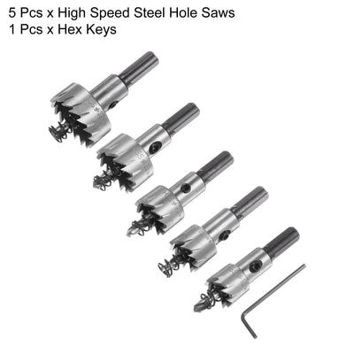 Harfington 5pcs 16mm 18mm 20mm 25mm 32mm High Speed Steel (HSS) Hole Saws Cutters Kit