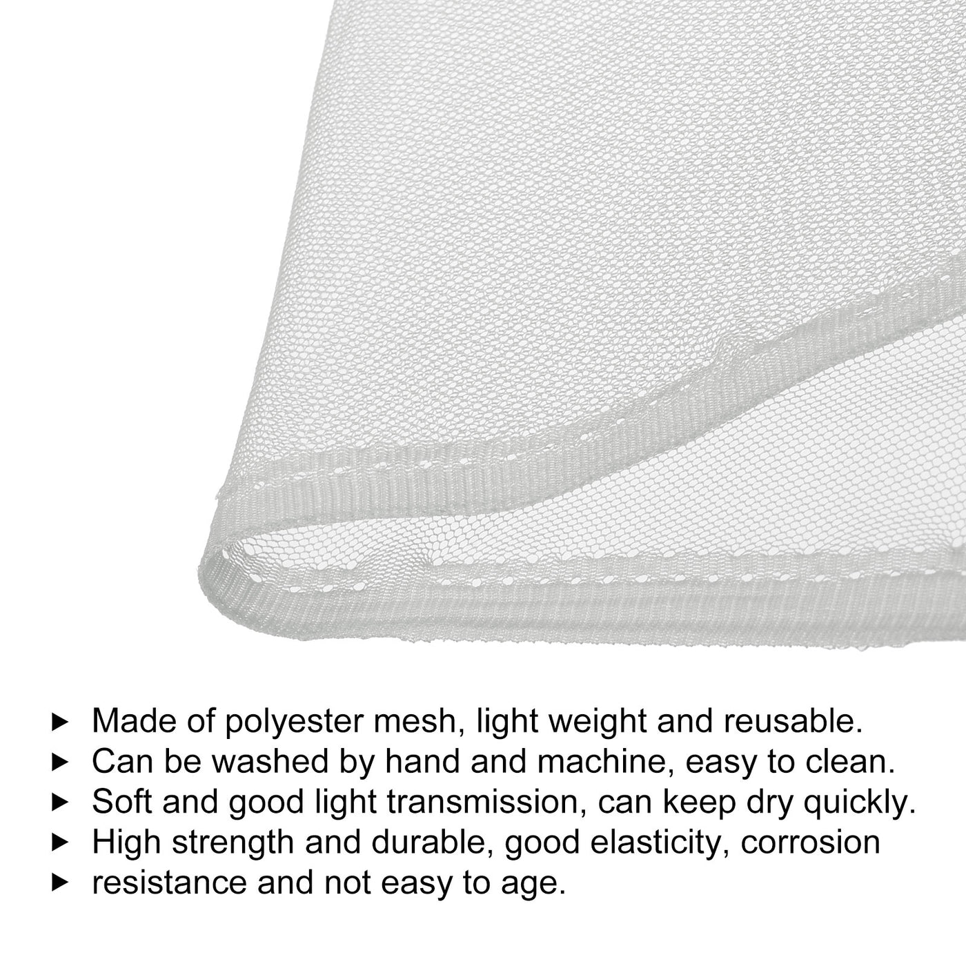 Harfington 62.4" Mesh Fabric Stretchy for Netting Bag, Backpack Pocket,Grey 3.28ft