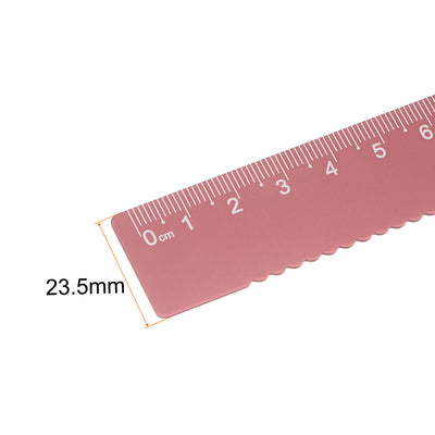 Harfington 3pcs Straight Ruler 15cm Wave Edge with Hollow Circle Measuring Tool, Old Rose