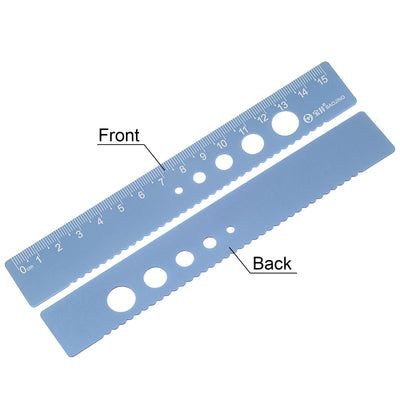 Harfington Straight Ruler 15cm Wave Edge with Hollow Circle Measuring Tool, Blue-Gray
