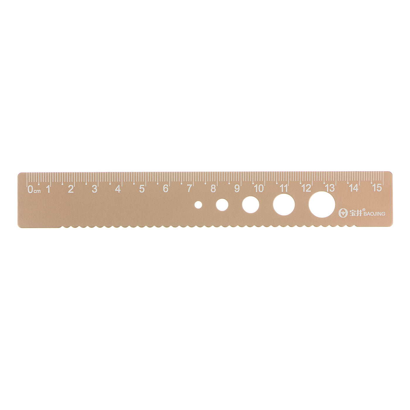 Harfington Straight Ruler 15cm Wave Edge with Hollow Circle Measuring Tool, Wood Brown