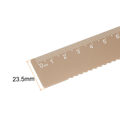 Harfington 3pcs Straight Ruler 15cm Wave Edge with Hollow Circle Measuring Tool, Wood Brown