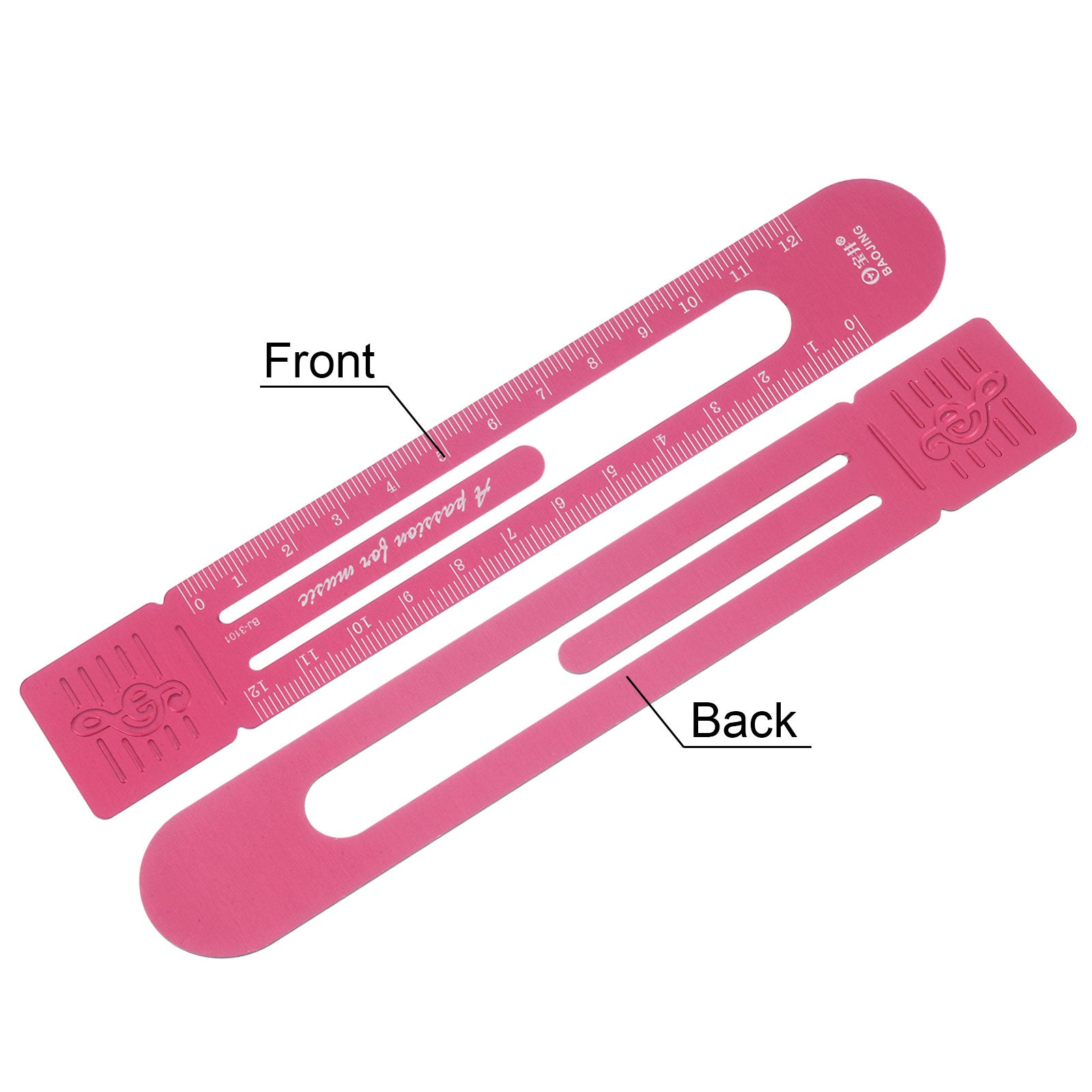 Rose Ruler Straight Ruler 12cm Both Sides Scale Bookmark Measuring Tool, French ...