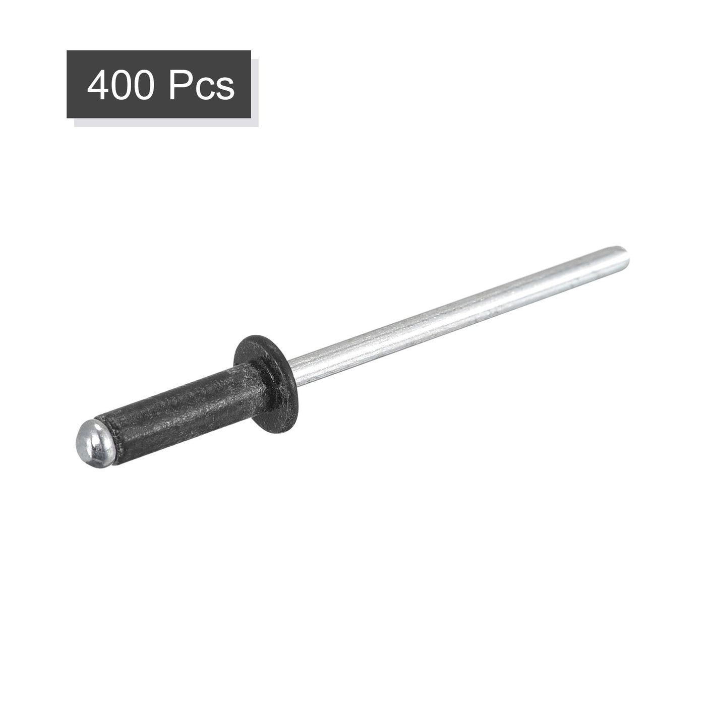 uxcell Uxcell Aluminum Blind Rivets, 3.2mm x 11mm Open End Flat Round Head Rivet, Black 400Pcs