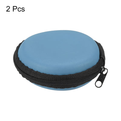 Harfington Portable Storage Carrying Bag Shockproof Blue 3.15 x 1.18 Inch Round Pack of 2