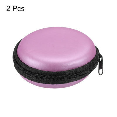 Harfington Portable Storage Carrying Bag Shockproof Pink 3.15 x 1.18 Inch Round Pack of 2