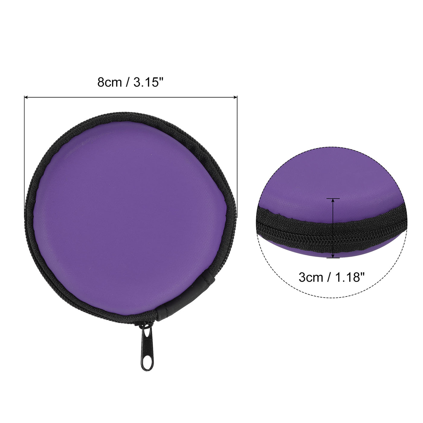 Harfington Portable Storage Carrying Bag Shockproof Purple 3.15 x 1.18 Inch Round Pack of 2