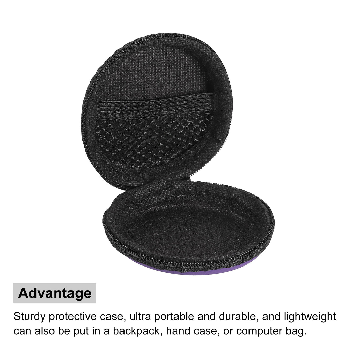 Harfington Portable Storage Carrying Bag Shockproof Purple 3.15 x 1.18 Inch Round Pack of 2
