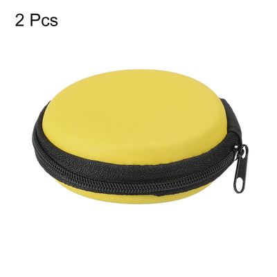 Harfington Portable Storage Carrying Bag Shockproof Yellow 3.15 x 1.18 Inch Round Pack of 2