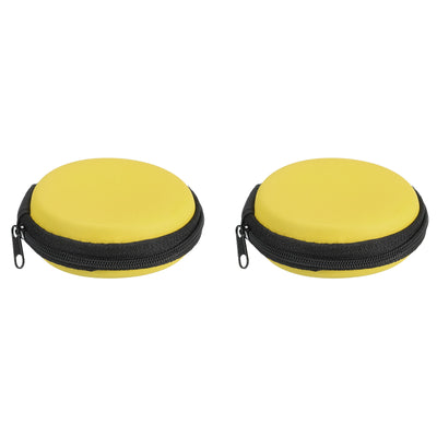 Harfington Portable Storage Carrying Bag Shockproof Yellow 3.15 x 1.18 Inch Round Pack of 2