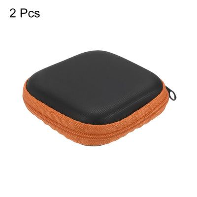 Harfington Portable Storage Carrying Bag Shockproof Orange 2.95x2.95x1.18 Inch Square 2 Pcs