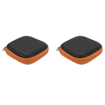 Harfington Portable Storage Carrying Bag Shockproof Orange 2.95x2.95x1.18 Inch Square 2 Pcs