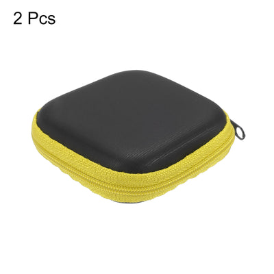 Harfington Portable Storage Carrying Bag Shockproof Yellow 2.95x2.95x1.18 Inch Square 2 Pcs