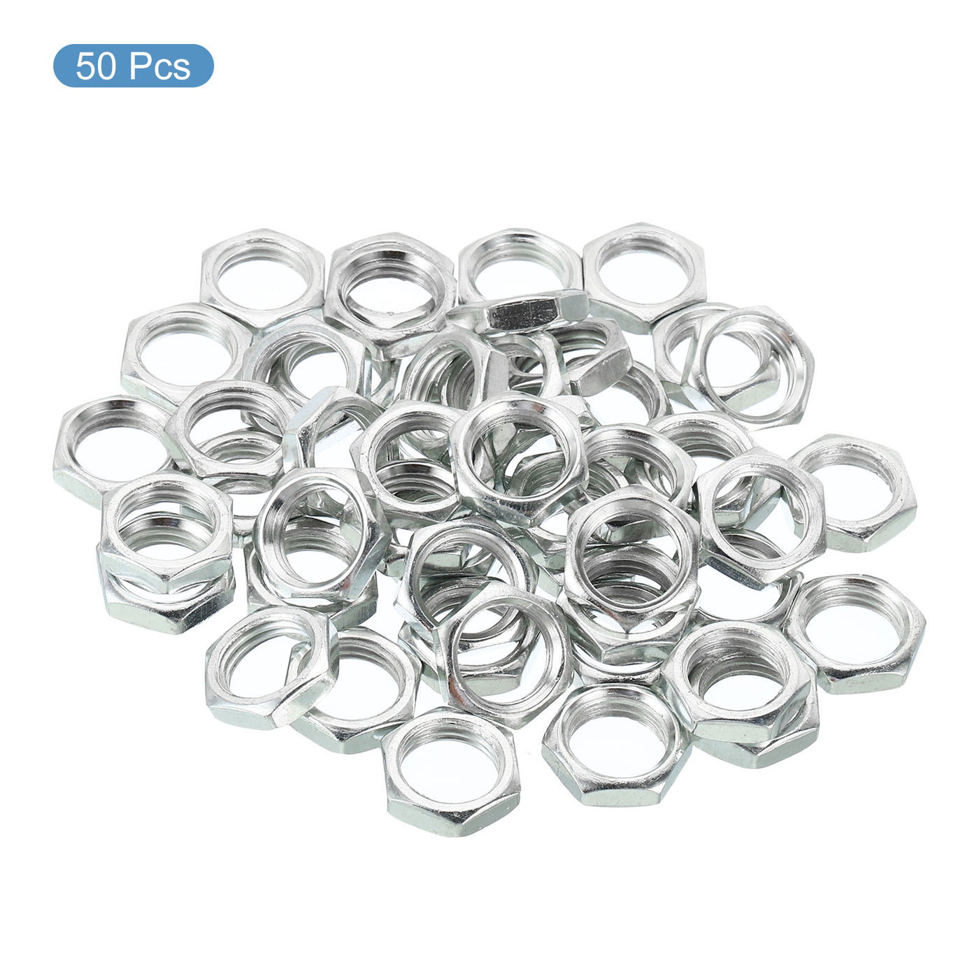 Harfington Hex Nuts, 17x5mm 1/4IP Hexagon Screw Thread Fastener Mounting Accessories for Home Workshops, Silver Tone 50 Pack