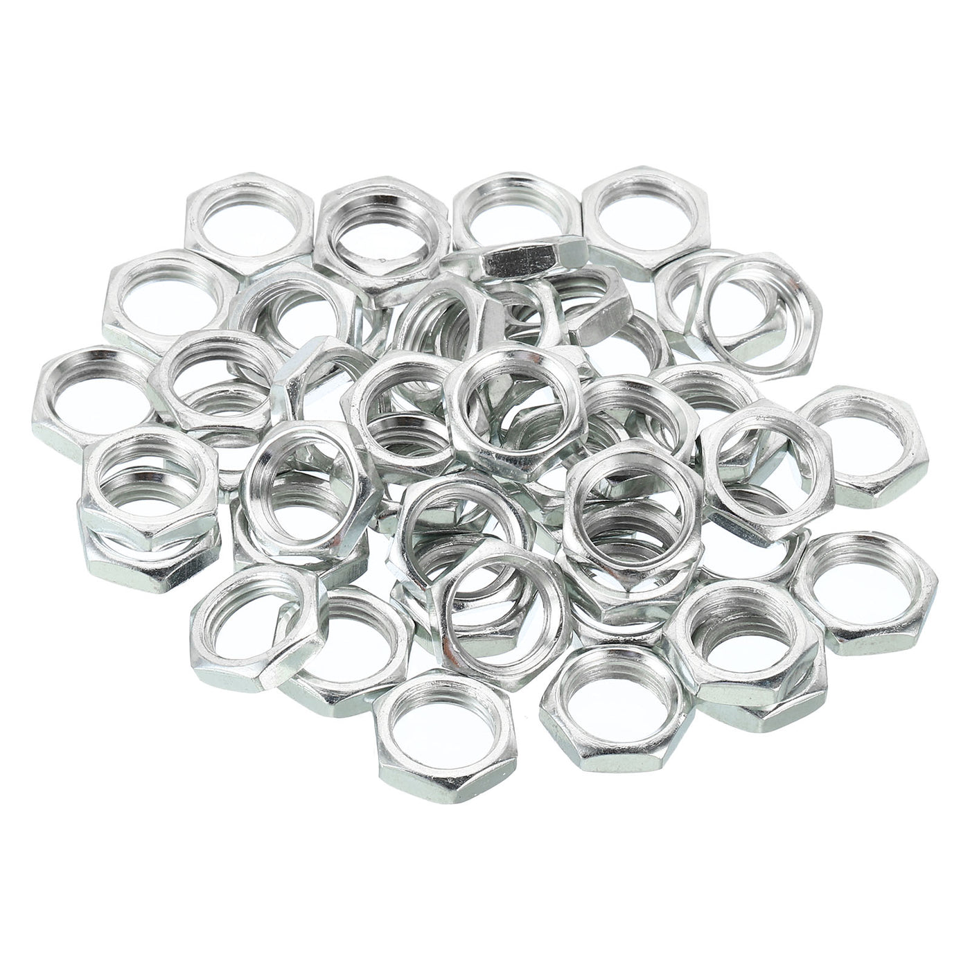 Harfington Hex Nuts, 17x5mm 1/4IP Hexagon Screw Thread Fastener Mounting Accessories for Home Workshops, Silver Tone 50 Pack
