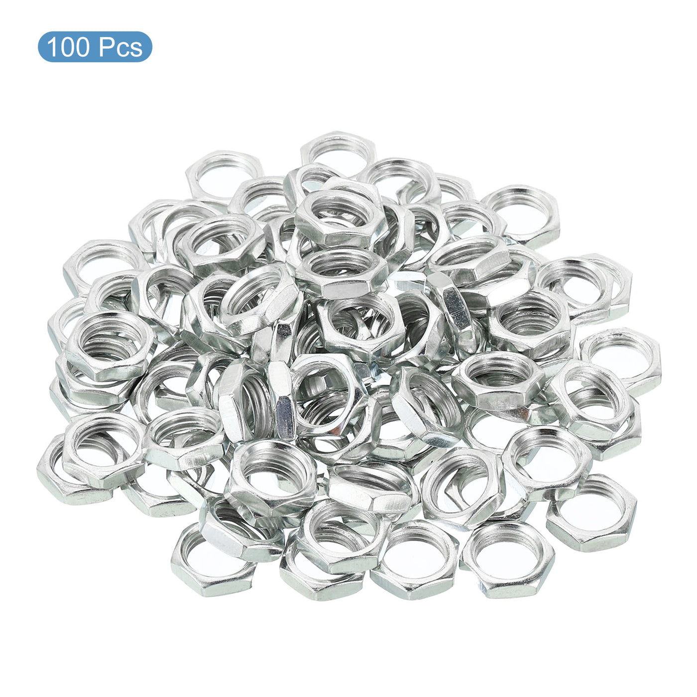 Harfington Hex Nuts, 17x5mm 1/4IP Hexagon Screw Thread Fastener Mounting Accessories for Home Workshops, Silver Tone 100 Pack