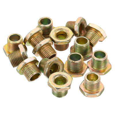 Harfington Hex Nuts, 14x11mm 1/8IP Hexagon Screw Thread Fastener Mounting Accessories for Home Workshops, Gold Tone 15 Pack