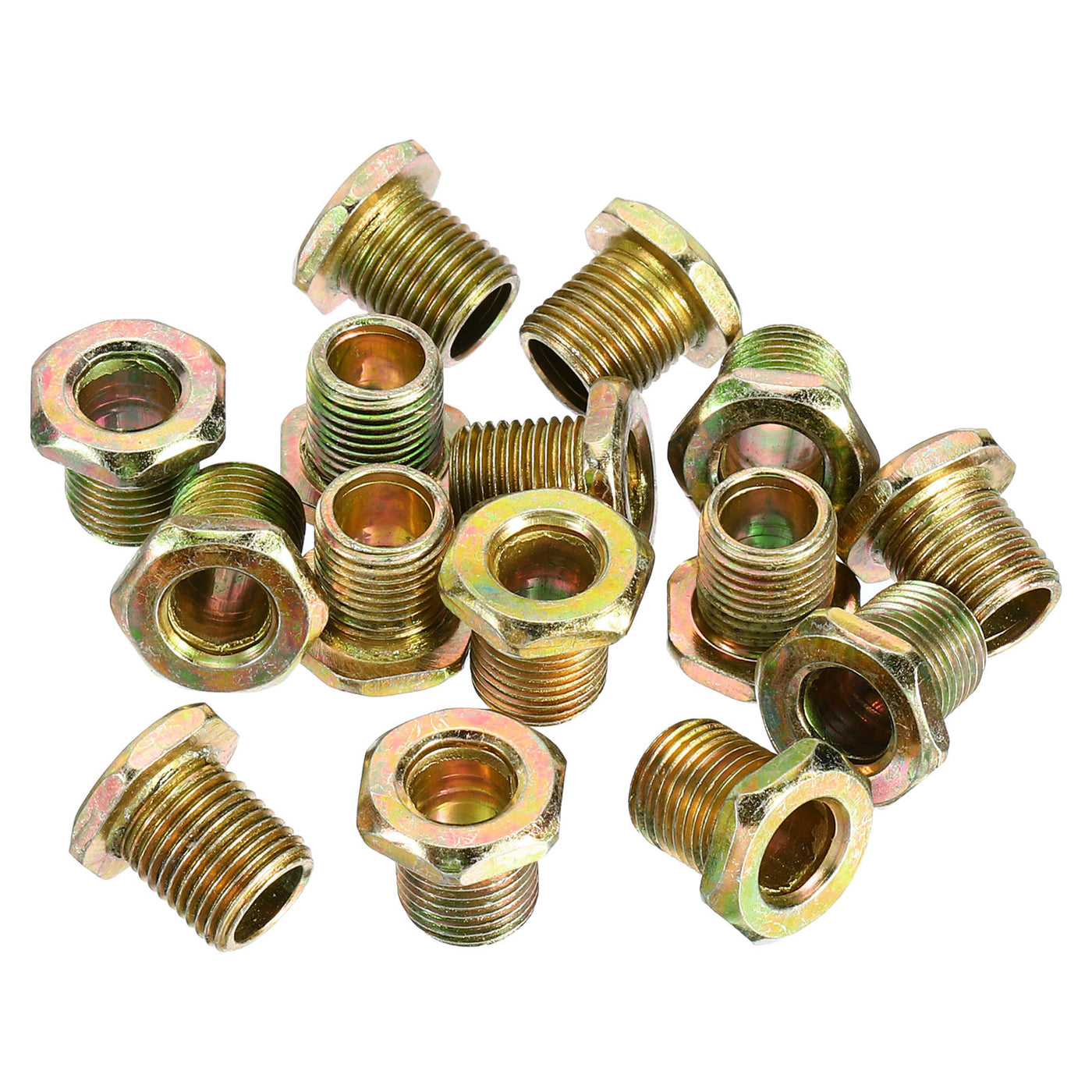 Harfington Hex Nuts, 14x13mm 1/8IP Hexagon Screw Thread Fastener Mounting Accessories for Home Workshops, Gold Tone 15 Pack