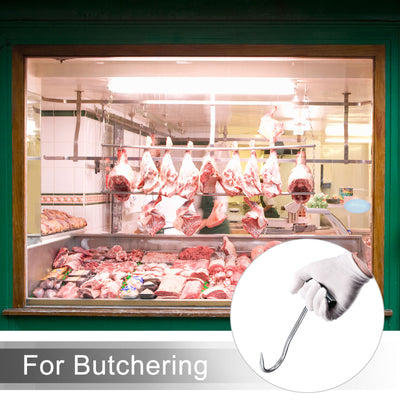 Harfington Uxcell 8"(200mm) T-Handle Meat Boning Hook, Galvanized Curved T Hooks for Kitchen Butcher Shop Restaurant 3Pcs
