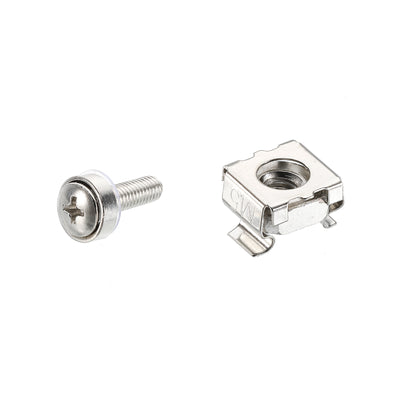 Harfington Rack Mount Cage Nut M5x15mm Mounting Screw Iron Nickel Plated Silver Tone 10Set