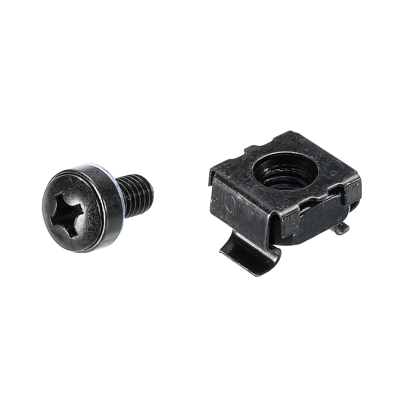 Rack Mount Cage Nuts M6x10mm Iron Zinc Plated with Washers, Black 10 ...