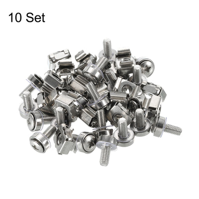 Harfington Rack Mount Cage Nuts M5x10mm 304 Stainless Steel with Washer, Silver Tone 10Set