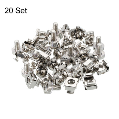 Harfington Rack Mount Cage Nut M5x10mm Mounting Screw Iron Nickel Plated Silver Tone 20Set