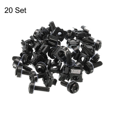 Harfington Rack Mount Cage Nuts M5x15mm Iron Zinc Plated with Washers, Black 20 Sets