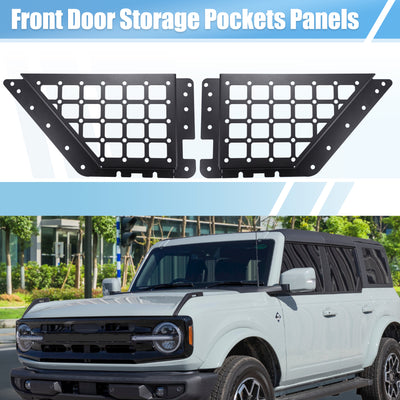 Harfington Pair Front Door Storage Pockets Panels for Ford Bronco 2021 2022 2 4 Door Car Door Side Insert Organizer Box Interior Expansion Accessories Hollow Out