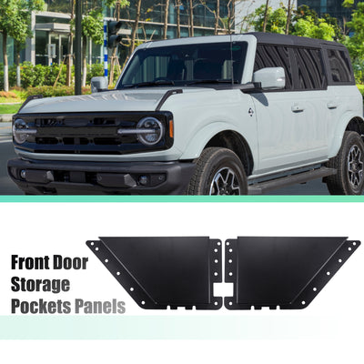 Harfington Front Door Storage Pockets Panels for Ford Bronco 2021 2022 2 4 Door Car Door Side Insert Organizer Box Interior Expansion Accessories Metal Pair