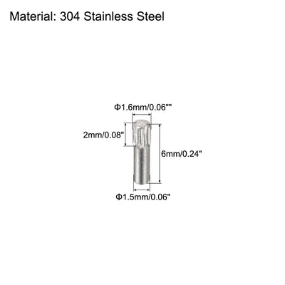 Harfington Uxcell 1.5x6mm 304 Stainless Steel Dowel Pins, 5Pcs Knurled Head Flat End Dowel Pin