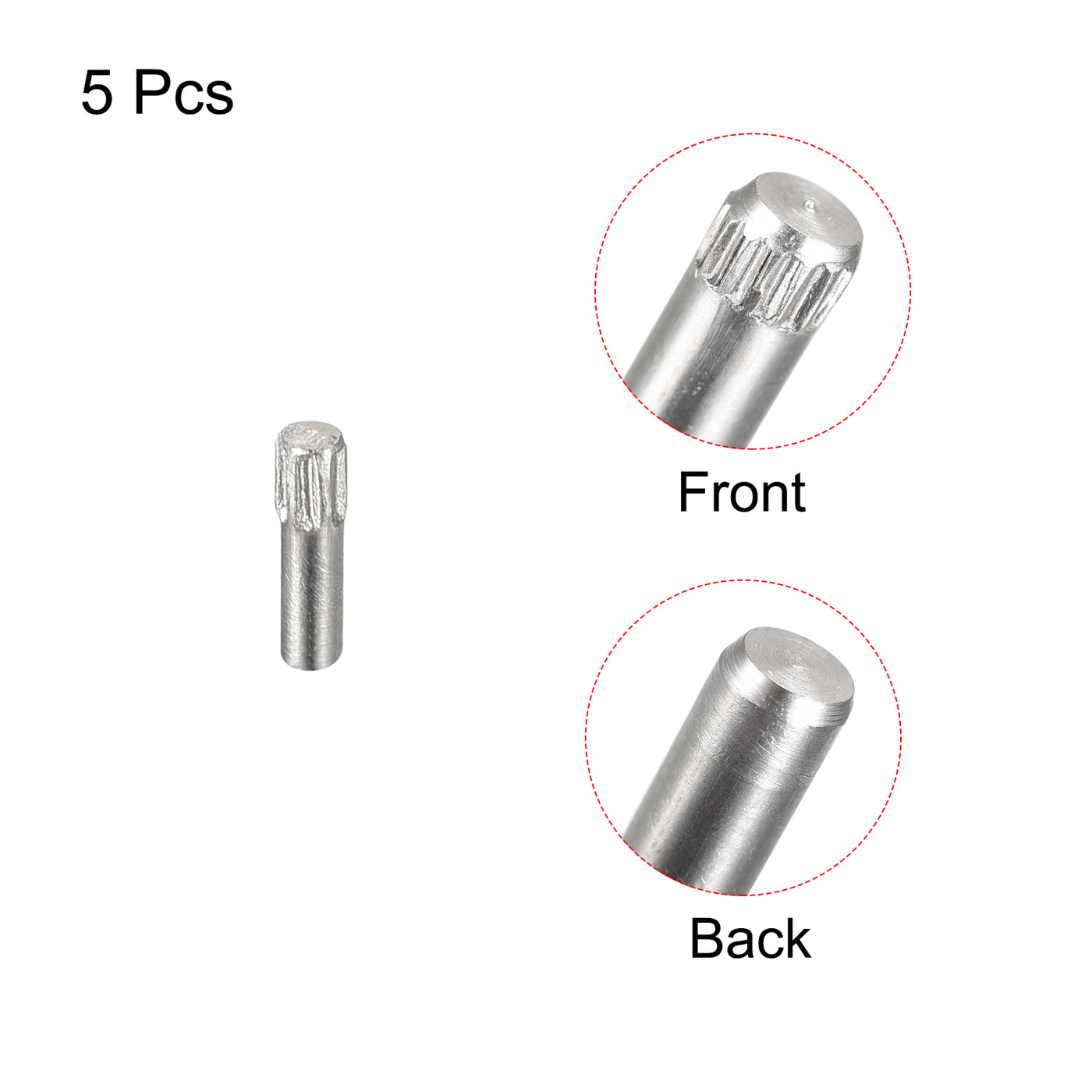 uxcell Uxcell 1.5x6mm 304 Stainless Steel Dowel Pins, 5Pcs Knurled Head Flat End Dowel Pin