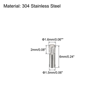 Harfington Uxcell 1.5x6mm 304 Stainless Steel Dowel Pins, 20Pcs Knurled Head Flat End Dowel Pin