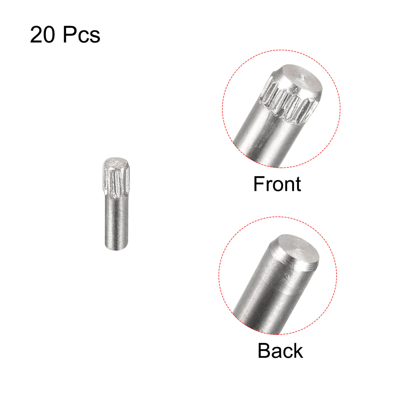 uxcell Uxcell 1.5x6mm 304 Stainless Steel Dowel Pins, 20Pcs Knurled Head Flat End Dowel Pin