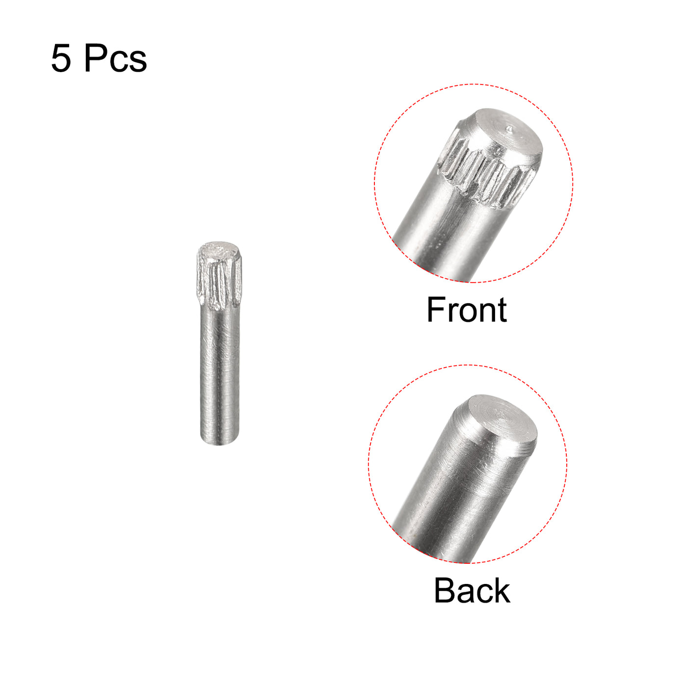 uxcell Uxcell 1.5x8mm 304 Stainless Steel Dowel Pins, 5Pcs Knurled Head Flat End Dowel Pin