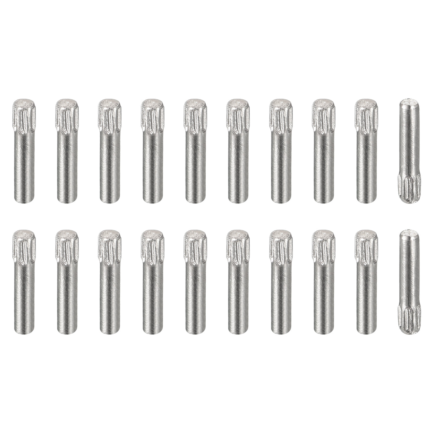 uxcell Uxcell 1.5x8mm 304 Stainless Steel Dowel Pins, 20Pcs Knurled Head Flat End Dowel Pin