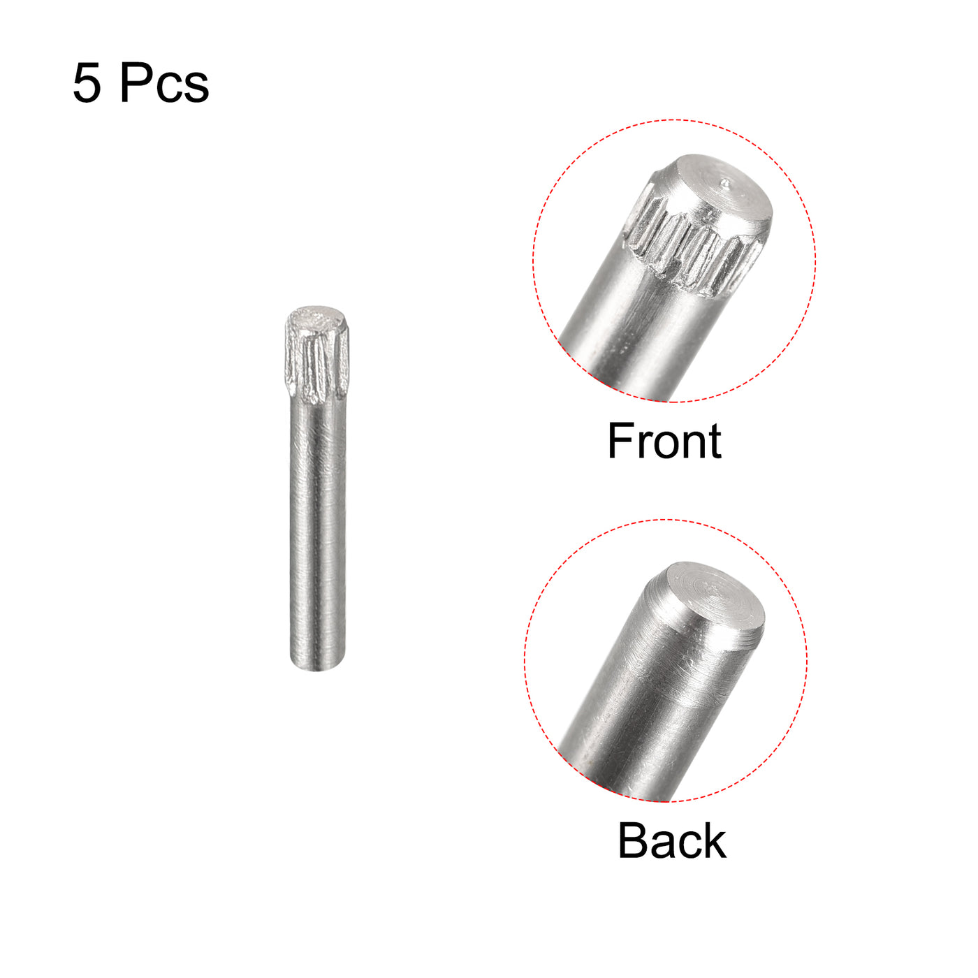 uxcell Uxcell 1.5x10mm 304 Stainless Steel Dowel Pins, 5Pcs Knurled Head Flat End Dowel Pin