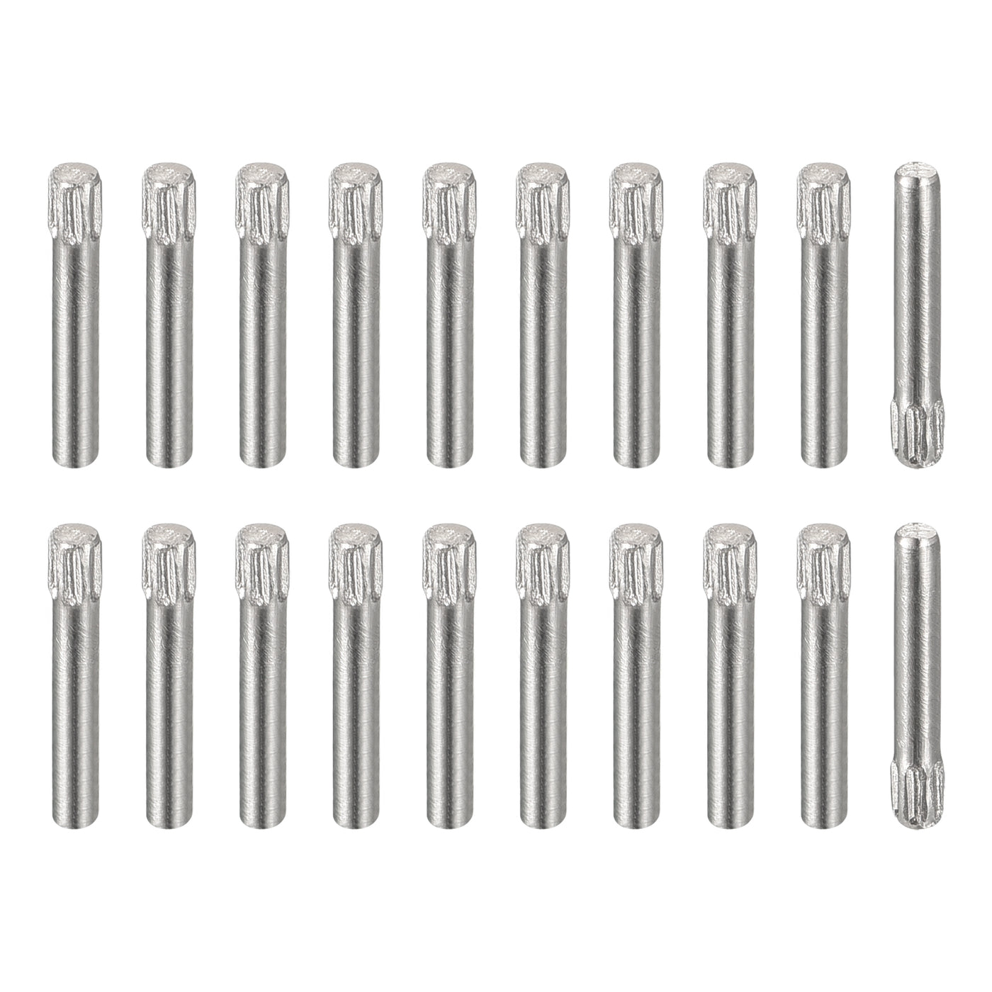 uxcell Uxcell 1.5x10mm 304 Stainless Steel Dowel Pins, 20Pcs Knurled Head Flat End Dowel Pin