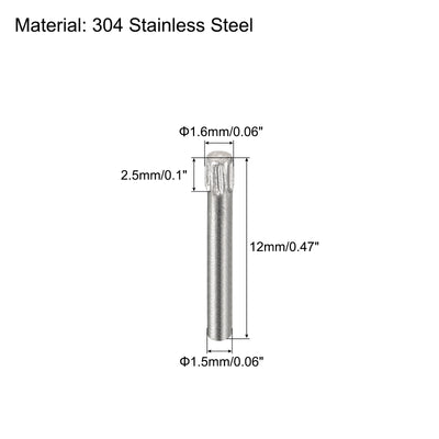 Harfington Uxcell 1.5x12mm 304 Stainless Steel Dowel Pins, 5Pcs Knurled Head Flat End Dowel Pin