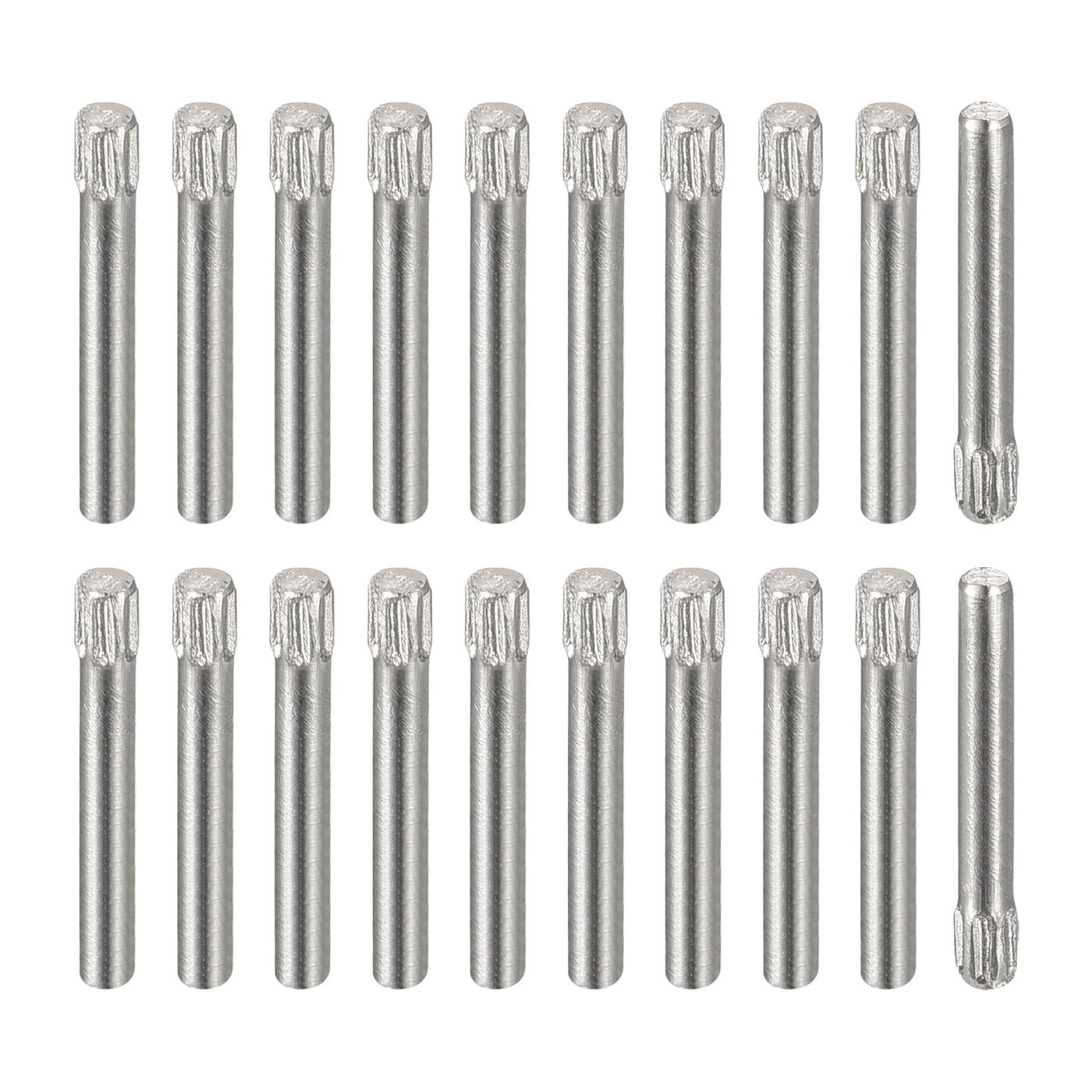uxcell Uxcell 1.5x12mm 304 Stainless Steel Dowel Pins, 20Pcs Knurled Head Flat End Dowel Pin