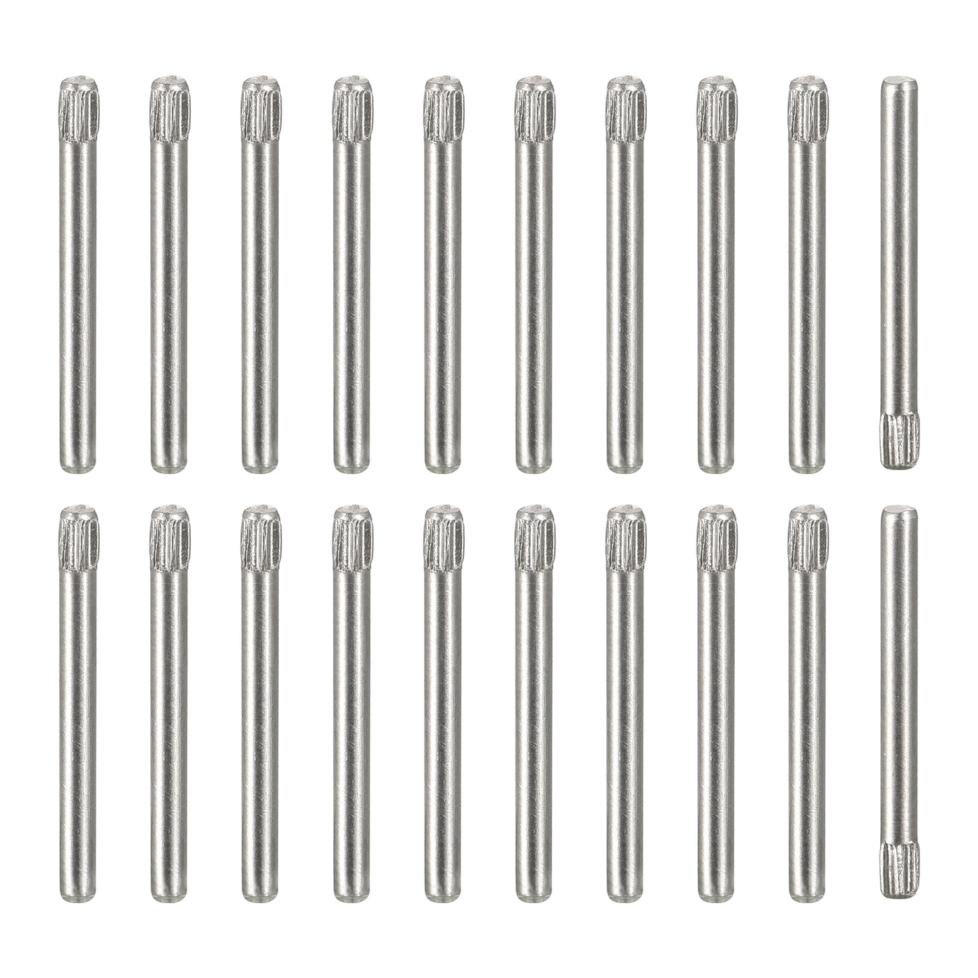 uxcell Uxcell 1.5x16mm 304 Stainless Steel Dowel Pins, 20Pcs Knurled Head Flat End Dowel Pin